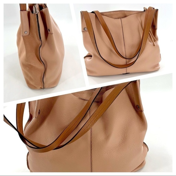 VINCE CAMUTO LEATHER / SUEDE HOBO BAG dusty rouse/cream - Picture 1 of 17
